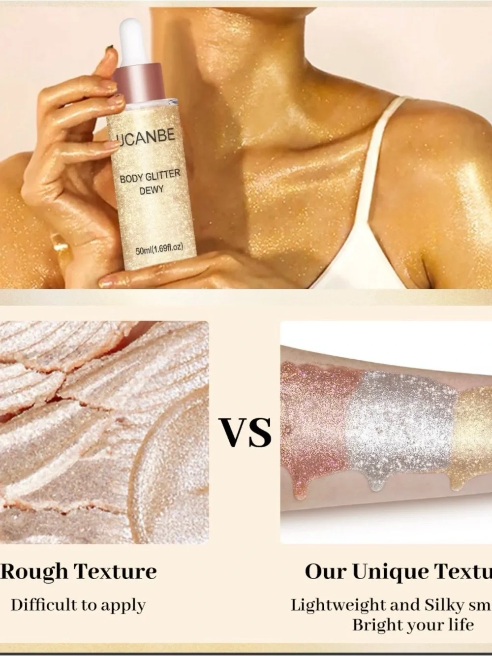 Body Glitter Dewy Highlighter - Shimmery Gold - Brand new